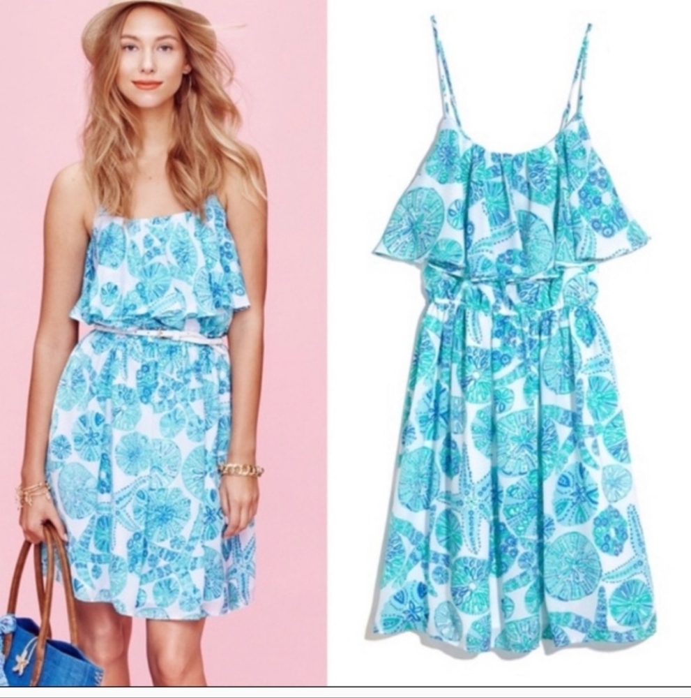 Lilly Pulitzer Sand Dollar Sea Urchin Blue & White Dress Target Collaboration XL